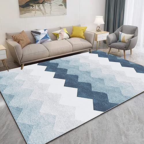 Esszimmer deko,blau-weißes wellenförmiges Design Teppich Kinder Teppich,Outdoor-Teppich 160x230cm