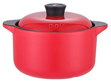 MXXHFC Casseruola Rotonda in Terracotta, pentolame Sano in Ceramica, pentola in gres con Coperchio, casseruola per brasare a Cottura lenta Bibimbap Rosso 2,5 l (Rosso 2,5 l)