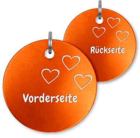 Unikat Branding | Hundemarke personalisiert im Doppelpack, Erkennungsmarke für Hunde & Katzen, beidseitig gravierbar mit Name, Telefonnummer & Adresse, Adressanhänger rund | 35mm