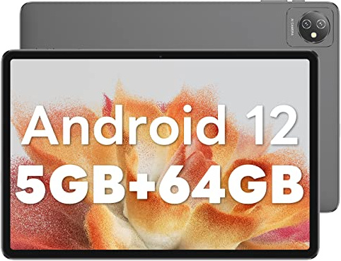 Blackview Android 12 Tablet, Tab 7 WiFi Tablet 10 pollici 3 GB RAM + 64 GB ROM (1 TB espandibile), batteria 6580 mAh, 1280 x 800 HD+ Tablet economico e buono, fotocamera 5 MP + 2 MP/Quad Core