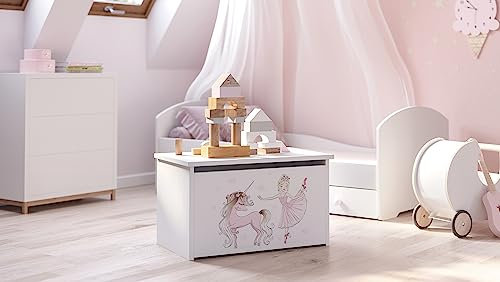 KOBI Kommode DARIA Spielzeugkiste mit Schublade | Groß 73 x 42 x 40 CM | Truhe Weiß Kinderzimmer Möbel | Truhenbank mit Stauraum für Kinder | Boxen Aufbewahrung | Aufbewahrungsbox