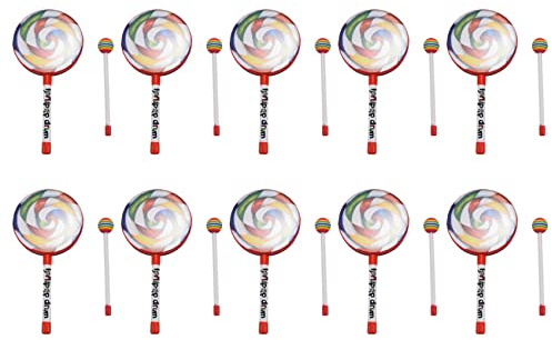 KLKNE 10 x Kinder Percussion Lollipop-Trommel, 15,2 cm