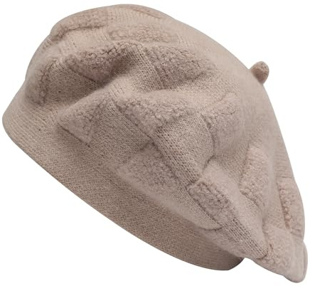 ZLYC Französische Baskenmütze, wendbar, einfarbig, Kaschmir, warme Mütze für Damen und Mädchen