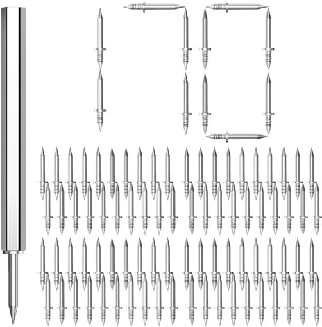 Flintronic Chiodi a Doppia Testa, Chiodi per Battiscopa, Chiodi Senza Saldatura da 170 Pezzi, per Battiscopa, Impiallacciature in Legno, Testiere di Mobili, Divani, Viti di Sicurezza con Strumento