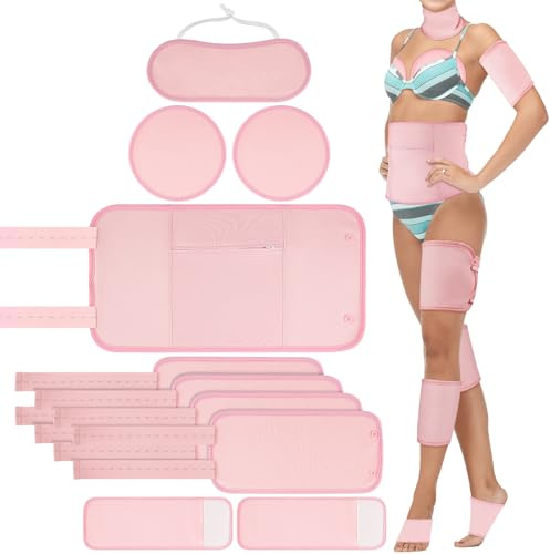 Aphlos Rizinusöl-Packung, wiederverwendbar, verstellbar, elastisches Band, Rizinusöl-Kompresse für Leberentgiftung, Verstopfung und Entzündungen, Flanell-Baumwollpads für Hals, Taille, Brust, Knie, 10