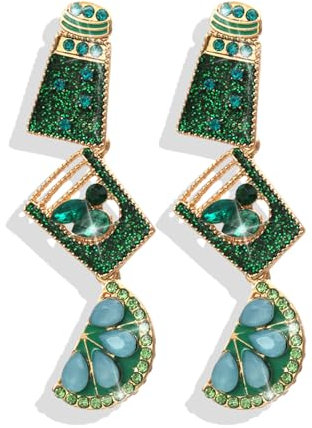 Champagne Earrings for Women Champagne Bottle Glass Dangle Earring Prom Party Costume Accessories, Zinc, No Gemstone