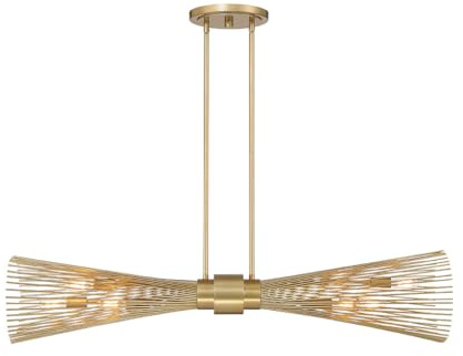Savoy House 1-9601-6-171 Longfellow Modern Linear Chandelier, 6-Light 360 Total Watts, 9 H x 42 L, Burnished Brass