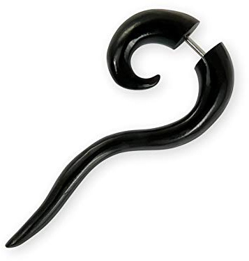 Fly Style 1 Stück Fake Spirale Piercing Expander - Ohrring aus Horn oder Knochen mit Schraubverschluss