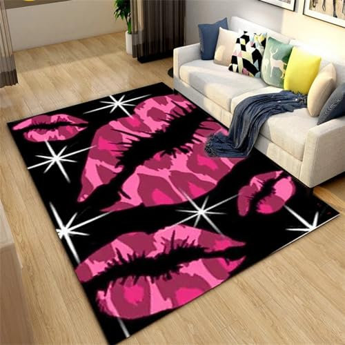 Teppich Läufer Flur Kreative Schöne Bunte Lippen 3D Küchenläufer Waschbar, Lange Korridor Teppich, Für Flurtreppen Schlafzimmer,Rutschfest Schallschutz Türmatte Mit 200 X 300 Cm - Leicht Zu Re -1A9A0F