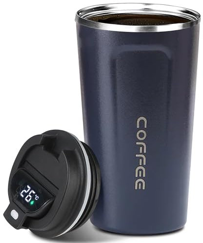 LEYF Gobelet isotherme 510 ml en acier inoxydable, tasse à café à emporter, affichage de la température, tasse à café intelligente, gobelet isotherme facile à transporter et adapté aux voyages,