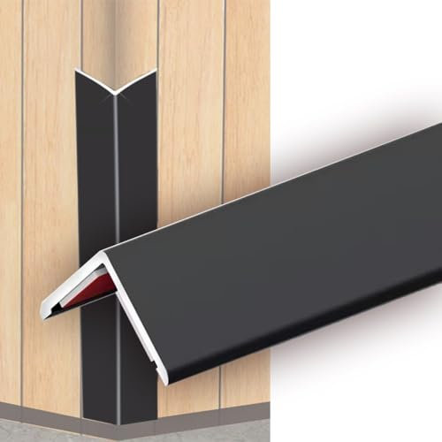 QSPNVFB L-Profil Wandleistenleiste Kantenschutzprofil, Selbstklebend Metall Kantenleiste Für Laminat Schranktür Stufen, Aluminium Eckschutzschiene(Black,L80 cm x W 1.5 cm)