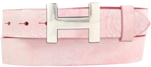 Damen-Gürtel HERMINE aus weichem Vollrindleder Vintage-Look 3 cm | Leder-Gürtel für Damen 30mm | Schmaler Ledergürtel Vintage für Damen 30mm | Silber glänzend