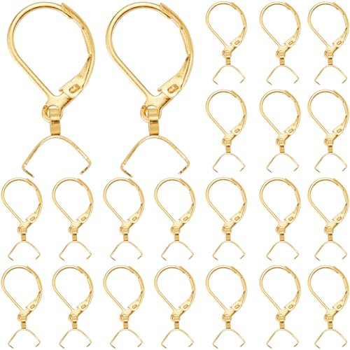 SUNNYCLUE 1 Box Mit 40 Ohrringe Selber Machen, Goldener Ohrringhaken Metall In Großpackung 304 baumelnde Ohrhaken Aus Edelstahl Mit Eispickel Ösen Für Ohrringe Schmuckherstellung DIY Bastelzubehör