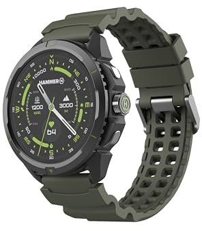 Hammer Watch 2 Military Edition, GPS, pantalla AMOLED Gorilla Glass de 1,5 pulgadas, gran batería de 530 mah con hasta 15 días de funcionamiento con una sola carga, resistencia a 5 ATM, botón SOS, LED