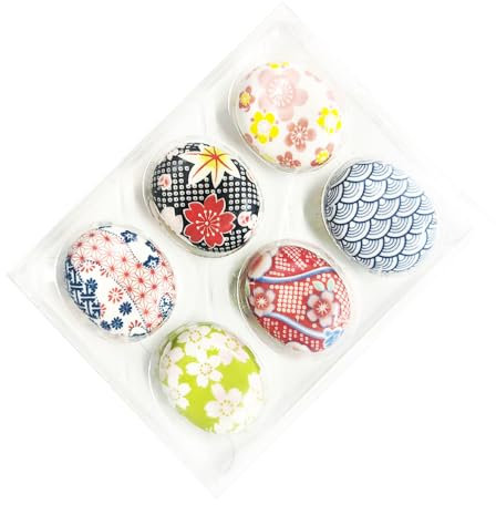 Starry Mart Ceramic Japanese Chopstick Holder Set of 6 – Traditional Pattern, Elegant Design for Dining Table, Utensil Rests for Chopsticks, Spoons, Forks