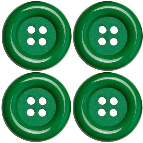 XL-Knöpfe 5cm 4 Stk | Große Knöpfe für Fasching Kostüme Karneval | Clown XXL (grün)