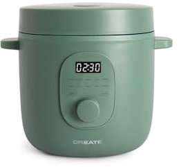 CREATE/RICE COOKER/Cuiseur à riz électrique multifonction 1,2L vert sauge/Programmable jusqu'à 24 heures, parfait pour vos préparations de riz et de plats variés, 300W