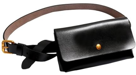 Riñoneras de Moda Riñonera de Cuero for Mujer, cinturón de Moda con decoración for Vestido, Abrigo, Bolso for teléfono móvil, cinturón Informal Sencillo for Pantalones Adecuado para Señoras(Black)