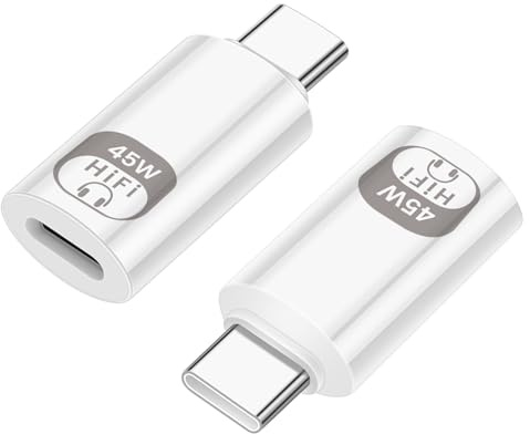 Adaptador de audio Lightning a USB-C,Adaptador Lightning Hembra a USB C Macho，Admite carga rápida PD de 45 W, transferencia de 480 Mbps, para 15/16/16Pro/Pro Max/Plus, MacBook (paquete de 2, blanco)