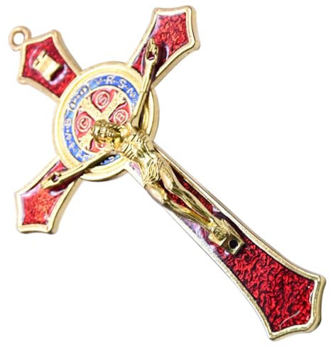 MAGICLULU Gold Electric Metal Drip Oil Cross Prayer Decoration Supplies (red) Crosses Religious Adornment Supplies Home Decor For Home Wall Ornament Catholic Alloy