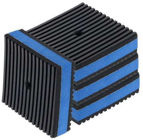 QUARKZMAN 4 Patins Anti-Vibrations Patins d'Amortissement Noir/Bleu | des Vibrations, 3 x 3 x 7/8, Tapis d'Isolation Sonore, en Caoutchouc Nervuré, pour Machine à Laver, avec Centre en EVA