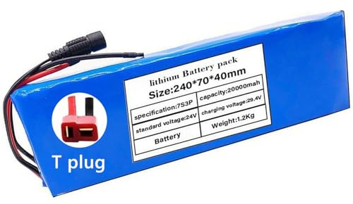 Batería de Repuesto de Iones de Litio de 24 V y 20 Ah para Aeropatín Eléctrico Batería de Iones de Litio 7S3P para Bicicleta Eléctrica Kart Patinete Eléctrico T Plug,24V 20Ah