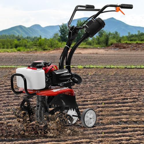 Motoculteur, moteur à 4 temps pour le labourage du sol de jardin, l'entretien de la pelouse et l'élimination des mauvaises herbes – Motoculteur à gaz efficace et outil de creusement