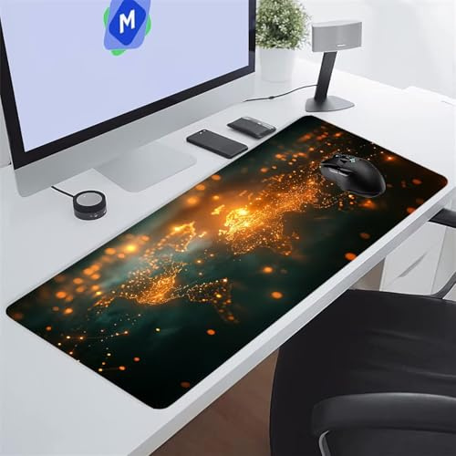 Tappetino Mouse XXL Gaming 1200x600x2 mm Mappa Mondo Gialla Tappetino per Mouse Grande Cuscinetto per Tastiera Grande da Scrivania Gaming Mousepad Lavabile per Ufficio e casa