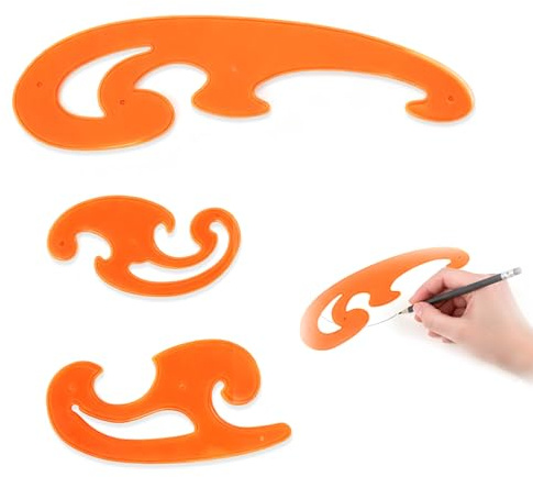 3 reglas curvas, plantillas para ropa, resistentes a la decoloración, reglas dibujo tecnico, set dibujo tecnico