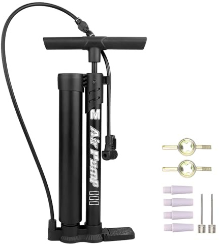 Pompa ad aria ad alta pressione con manometro fino a 160 PSI, pompa per bicicletta per auto, moto, e-bike e palloni, compatibile con valvole Schrader e francesi, incluso ago per palla