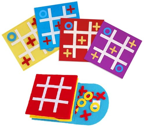 Tic Tac Toe Spiel, 12 Stück Filz Tic Tac Mini, Nützliche Mitgebsel Kindergeburtstag, Bunt Tic Tac Town Spiel, Lernspielzeug Geeignet für Geburtstag Kindertag Zuhauser Schule Party