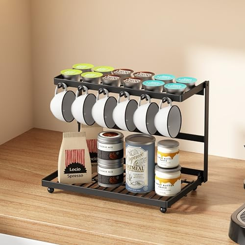 Mustorn Coffee Corner, Organizador Cafe Rincon Del Cafe Organizador Capsulas Organizador Tazas Soporte Cafetera Estanteria Cafetera Colgador Tazas Soporte Tazas Cafe Estacion De Cafe (30 cm)