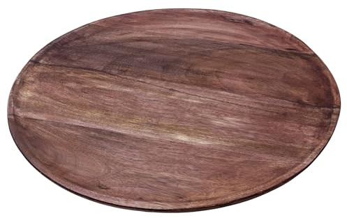 Spetebo Valnöt, dekorativ bricka, naturlig rund – 38 cm – serveringsfat i massivt trä, slät slipad – dekottallrik, ljusbricka, serveringsbricka, valnöt, trä, gåva, ljus, tallrik