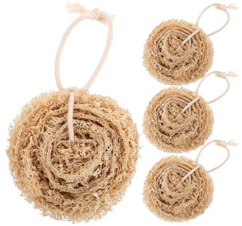 CONGARTENO 4pcs Natural Brown Loofah Dishwashing Sponges Breathable and Easy to Store Kitchen Cleaning Tool Eco-Friendly Dish Loofah Sponges for Effective Washing