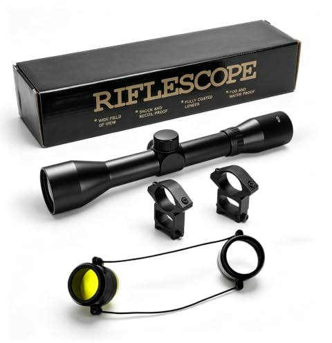 Lunette de visée 4x32 Fixe avec réticule BDC, Corps Alliage Aluminium étanche antibuée, kit Anneaux de Montage pour tir Airsoft sur Cible et Observation extérieure