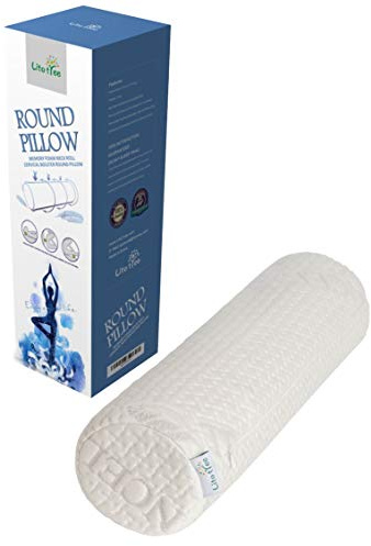 LitoTree Comfort Memory Foam Neck Roll and Cervical Bolster Round Pillow with Removable Washable Soft Cover for Spine and Neck Back Lumbar Leg Vertebra Support (18x6 inch Pillow)