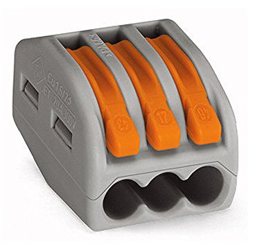 25 X WAGO 222 – 413 Classic Morsetti di collegamento – con leva di comando – 3 moduli – Leva morsetto – dose morsetto