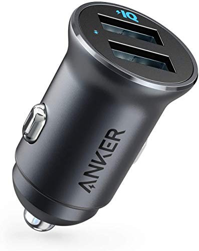 Anker 24W Car Charger Ladegerät, Mini Autoladegerät, 4.8A Duales USB Mit Blauem LED-Licht, Kompatibel Mit iPhone15/14/13, iPad Pro/Air 2/Mini, Galaxy und Mehr