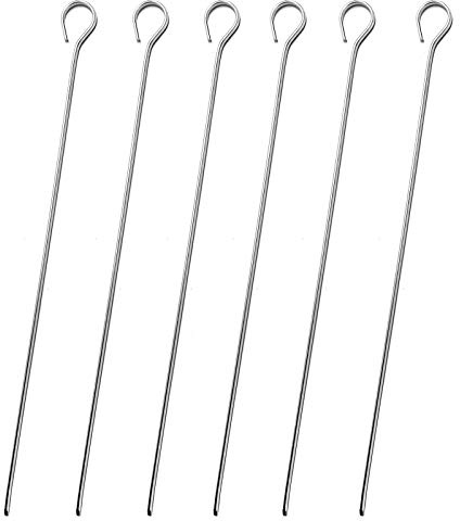HAC24 6er Set BBQ-Spieße 28cm Edelstahl Grillspieße Schaschlikspieße Fleischspieße Gemüsespieße Grill Spieß Schaschlik Universalspieß