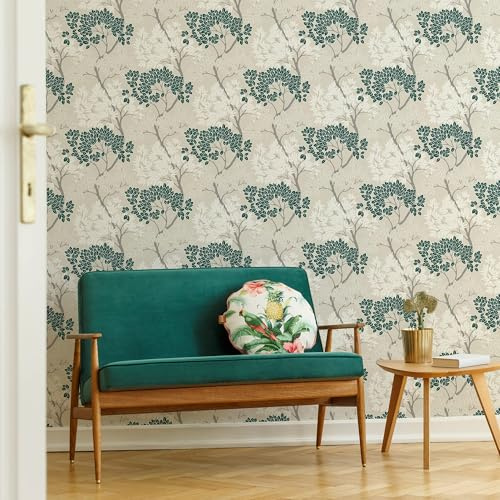 Fresco Lykke Tree Dark Green Wallpaper