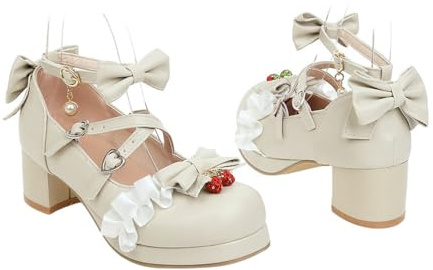 Holibanna Women S Single Shoes Bowknot Decorated Lady Shoes Beige Comfortable Breathable Slip on for Work Wedding Party Daily Wear Four Seasons