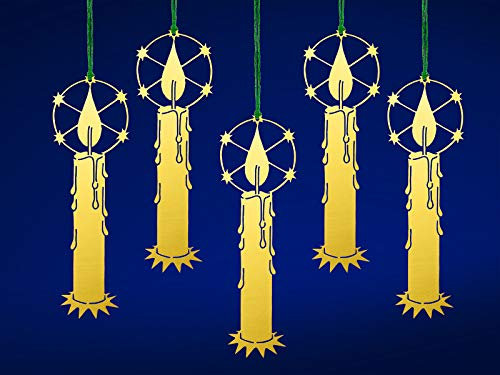SIKORA MS-SET8 Traditionelle Christbaumschmuck Weihnachtsbaum Anhänger aus Messing Kerzen 5er Set