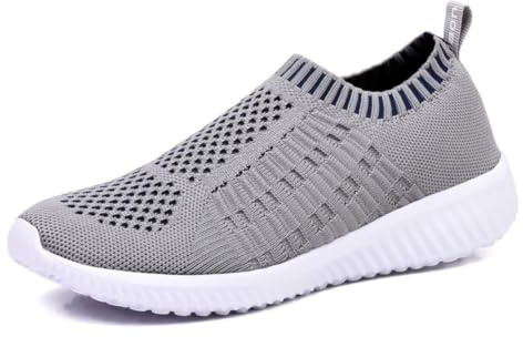 TIOSEBON Women's Athletic Walking Shoes Casual Mesh-Comfortable Work Sneakers 7 US Gray