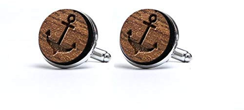 Manschettenknöpfe Herren Holz Ankor - manschettenknöpfe hochzeit Paar Manschettenknöpfe aus Natürlichem Holz Geschenk für Männer Kapitän