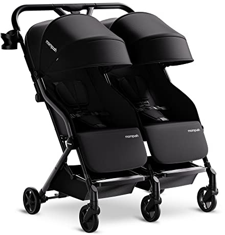 Mompush Lithe Double Stroller, Lightweight Side by Side Stroller for Newborn and Toddler, Easy Fold, Spacious Seats with Recline, UPF50+ Canopy