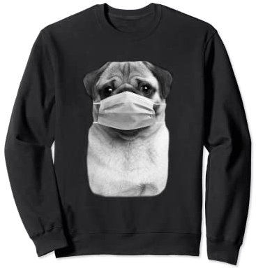Mops Hund mit Maske Atemschutz Hunde Gesichtsmaske Sweatshirt