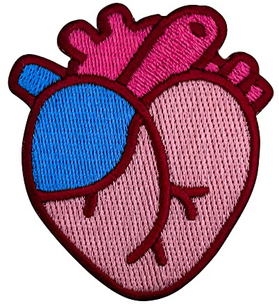 Urbanski Patch Anatomisches Herz in Rosa und Blau zum Aufbügeln 6,7 x 5,8 cm | Aufnäher Applikation Bügelbild