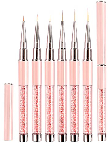 5/7/9/11/13/15mm Pinceau Nail Art Ongles Professionnel avec Capuchon Bouchon 6 Pièces - LEA-SHALL Pinceaux Liner Ultra Fin pour Ongle Gel, Peinture Acrylique, UV Construction, Brosses French Set