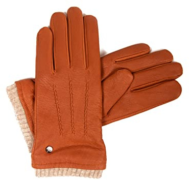 Hand Gewand by Weikert Lederhandschuhe aus Hirschleder mit Kaschmirfütterung, mit warmer Strickstulpe, Herren Hirschlederhandschuhe, warm gefüttert,gefüüterte Herrenhandschuhe