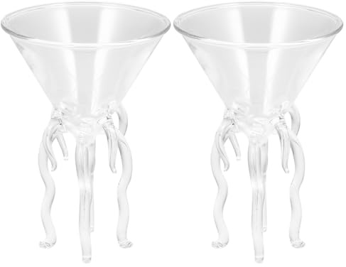Tofficu 2 Pcs Creative Cocktail Glass Goblets Clear Glass Wine Glasses for Margarita Mojito Juice and Home Bar Party Gift for Friends and Family 4.09 X 3.54 X 3.54 in